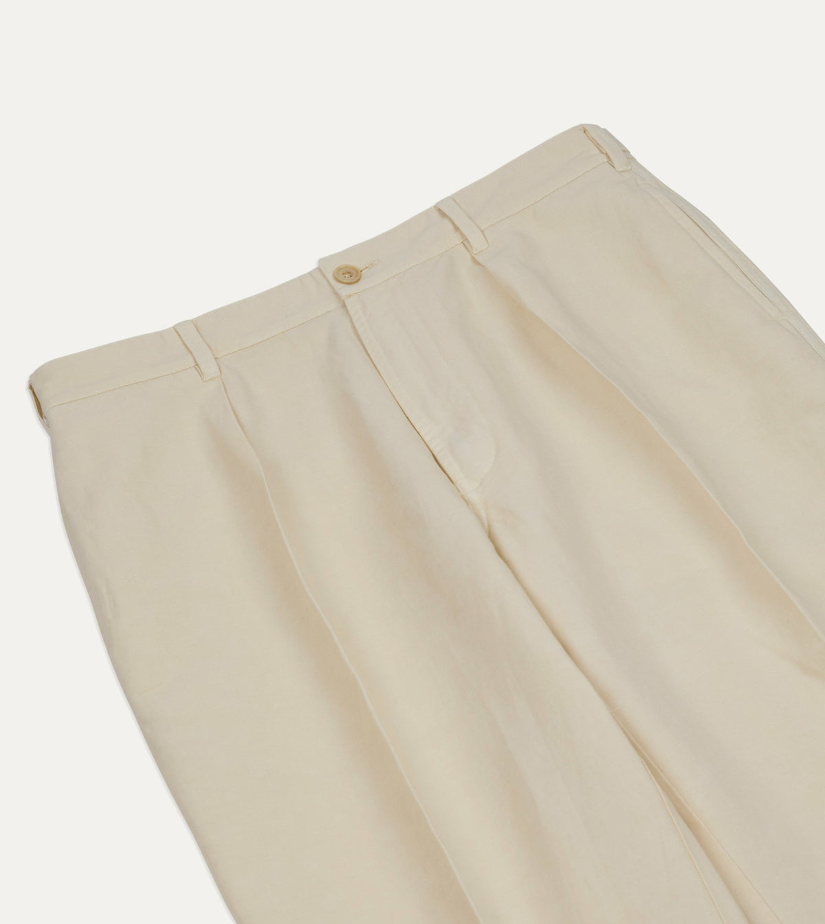 Drake's Ecru Cotton-Linen Games Trouser