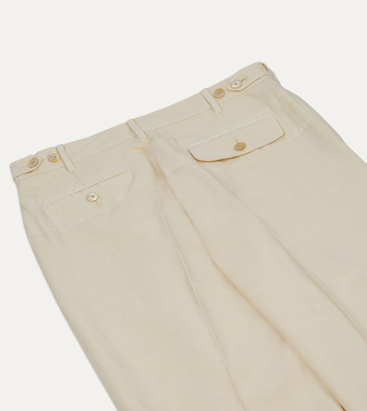 Drake's Ecru Cotton-Linen Games Trouser