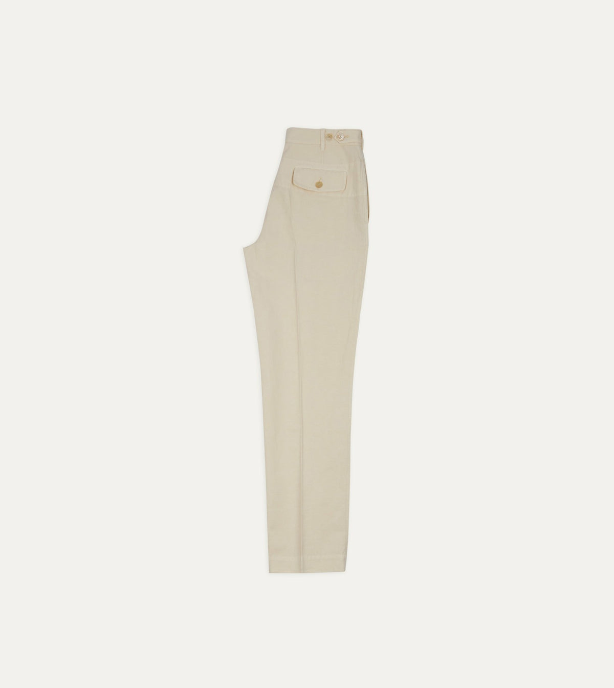 Drake's Ecru Cotton-Linen Games Trouser