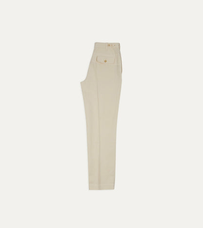 Drake's Ecru Cotton-Linen Games Trouser