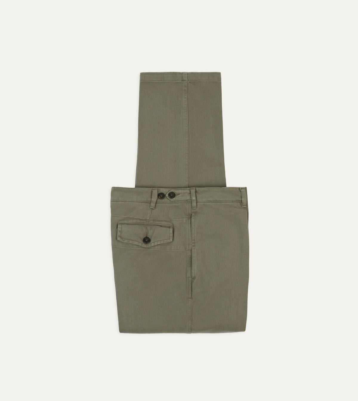 Drake's Khaki Heavy Cotton Twill Games Trousers