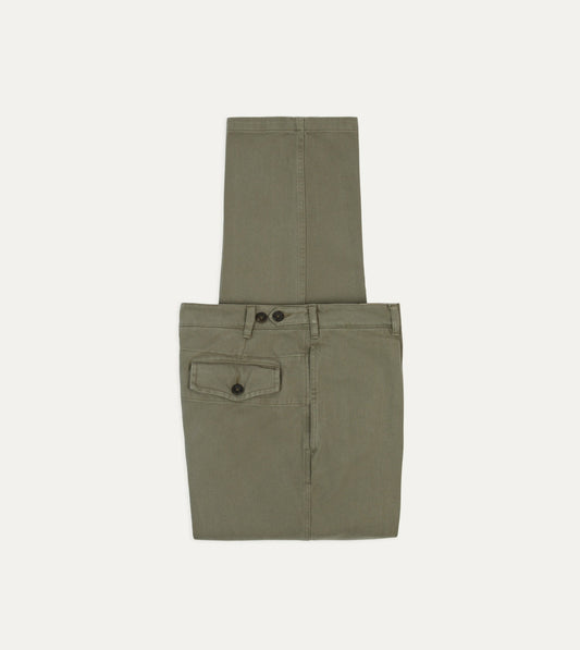 Drake's Khaki Heavy Cotton Twill Games Trousers