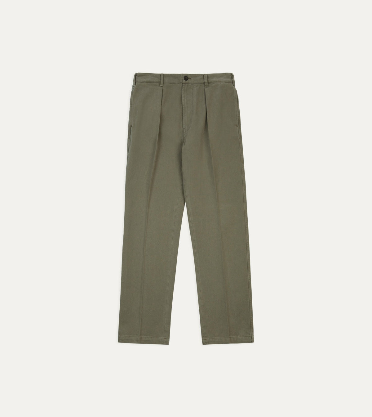 Drake's Khaki Heavy Cotton Twill Games Trousers
