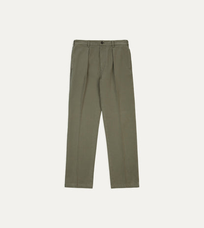 Drake's Khaki Heavy Cotton Twill Games Trousers