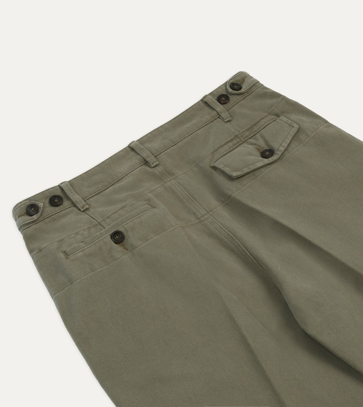 Drake's Khaki Heavy Cotton Twill Games Trousers