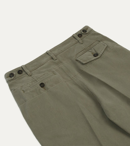 Drake's Khaki Heavy Cotton Twill Games Trousers