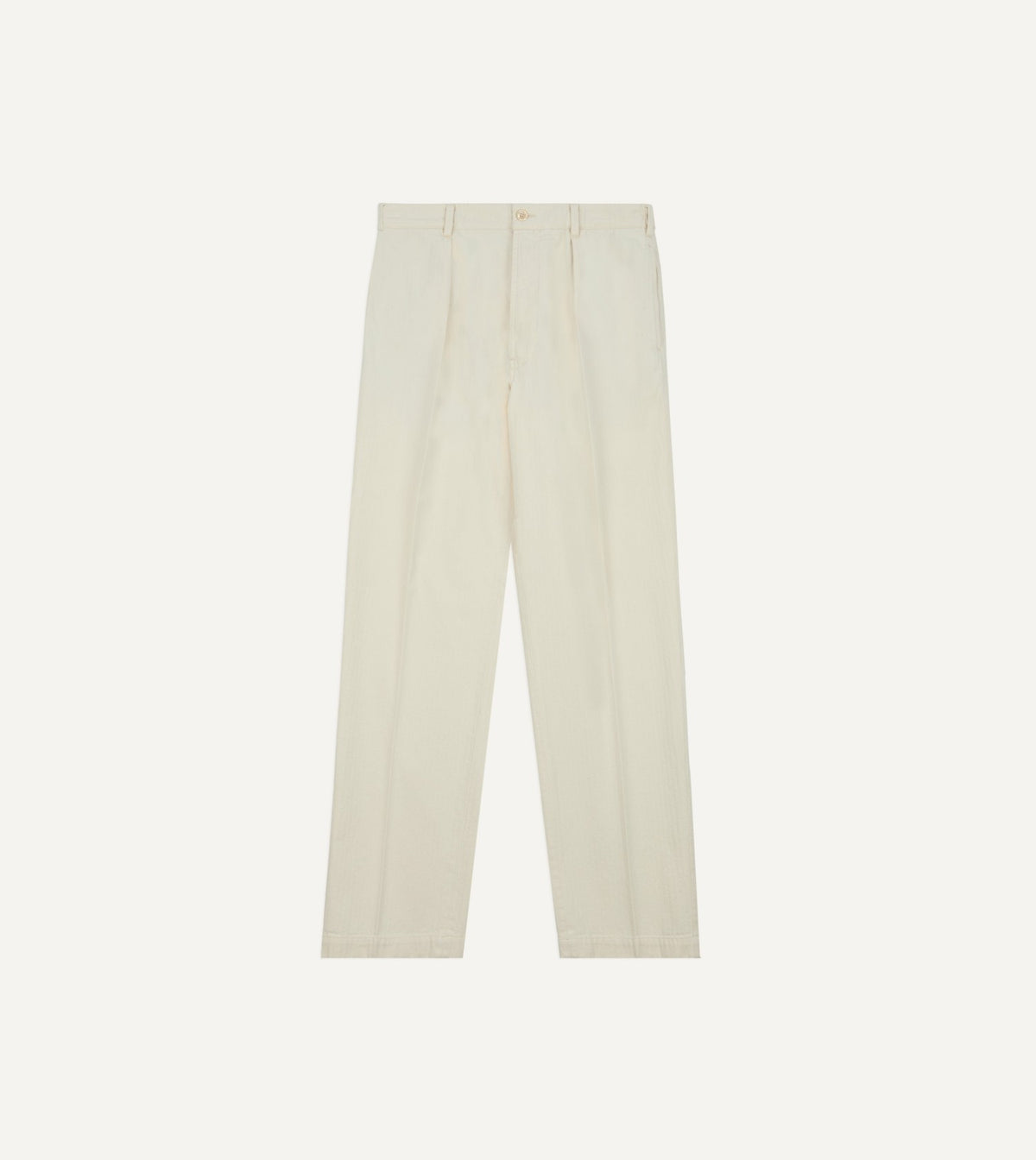 Drake's Ecru Herringbone Twill Cotton Games Trouser