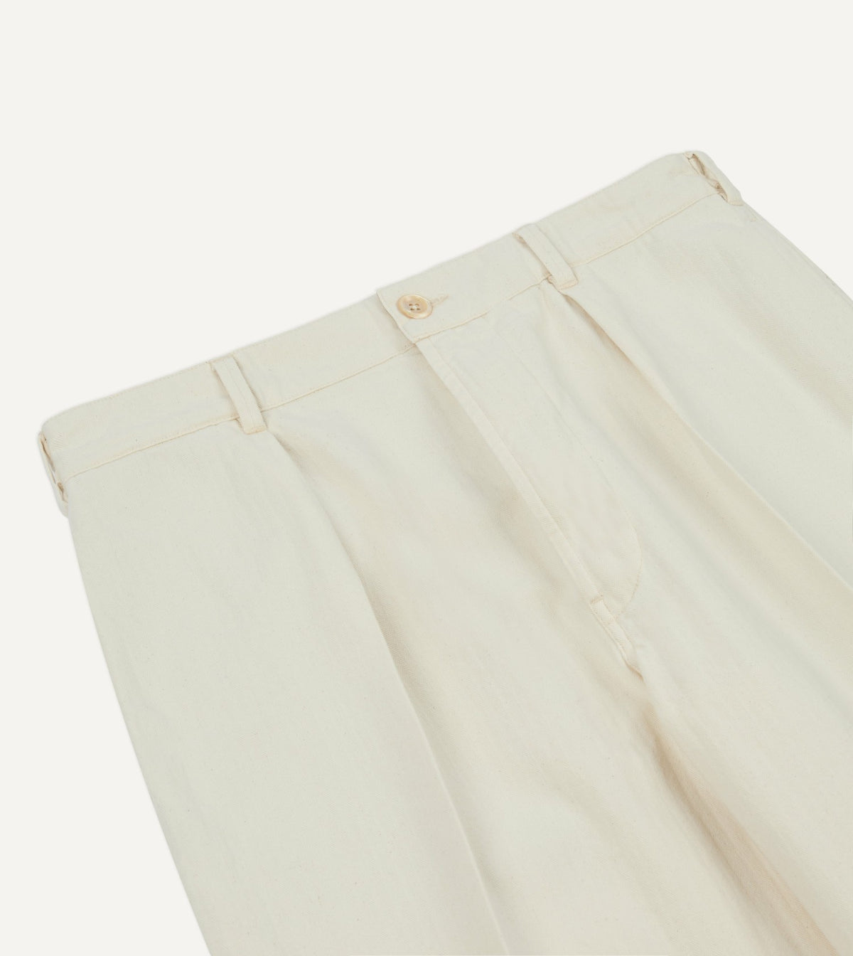Drake's Ecru Herringbone Twill Cotton Games Trouser