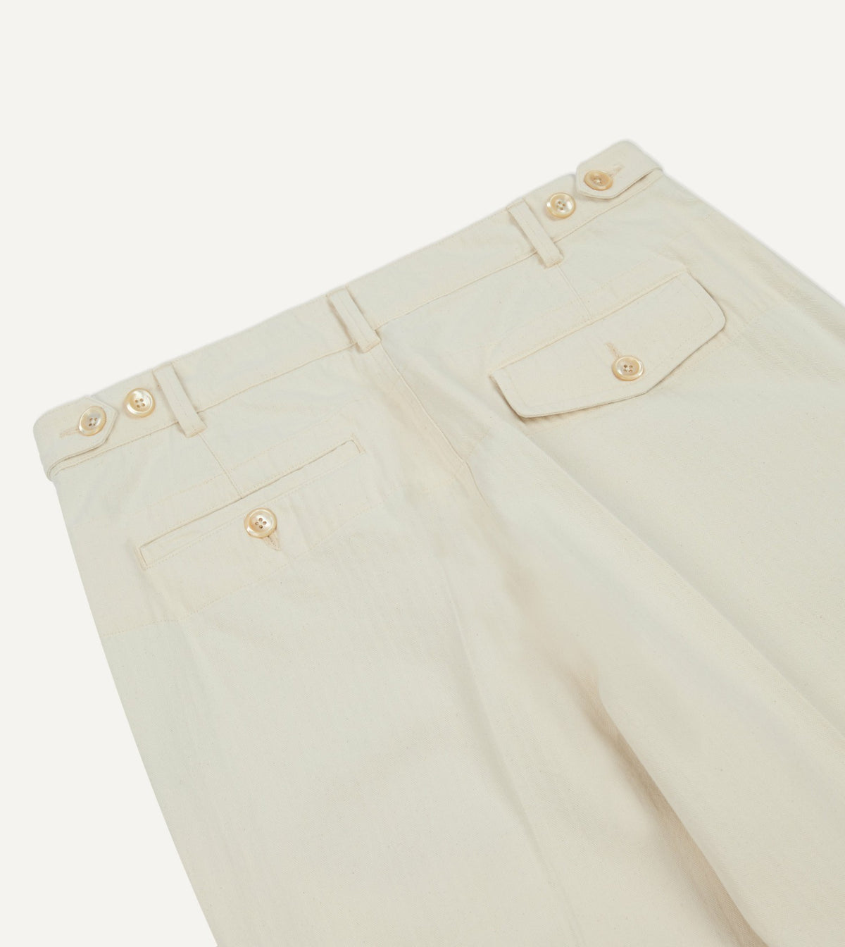Drake's Ecru Herringbone Twill Cotton Games Trouser