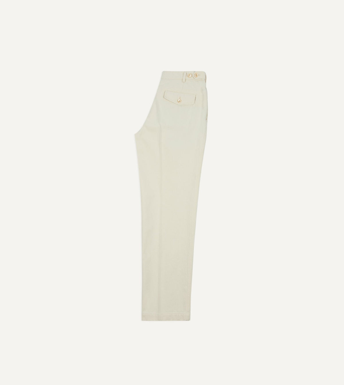 Drake's Ecru Herringbone Twill Cotton Games Trouser