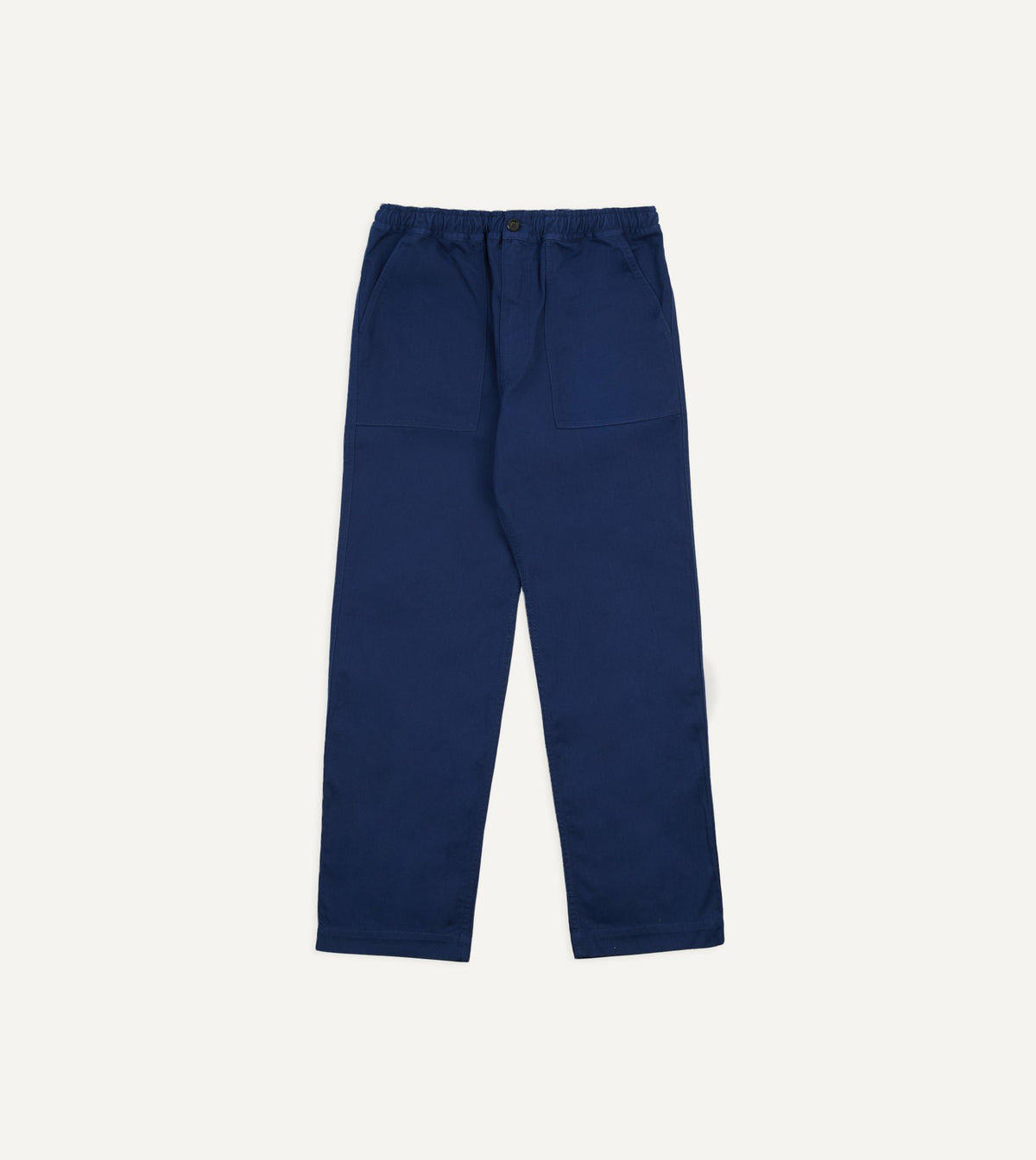 Drake's Navy Herringbone Twill Cotton Drawstring Trousers