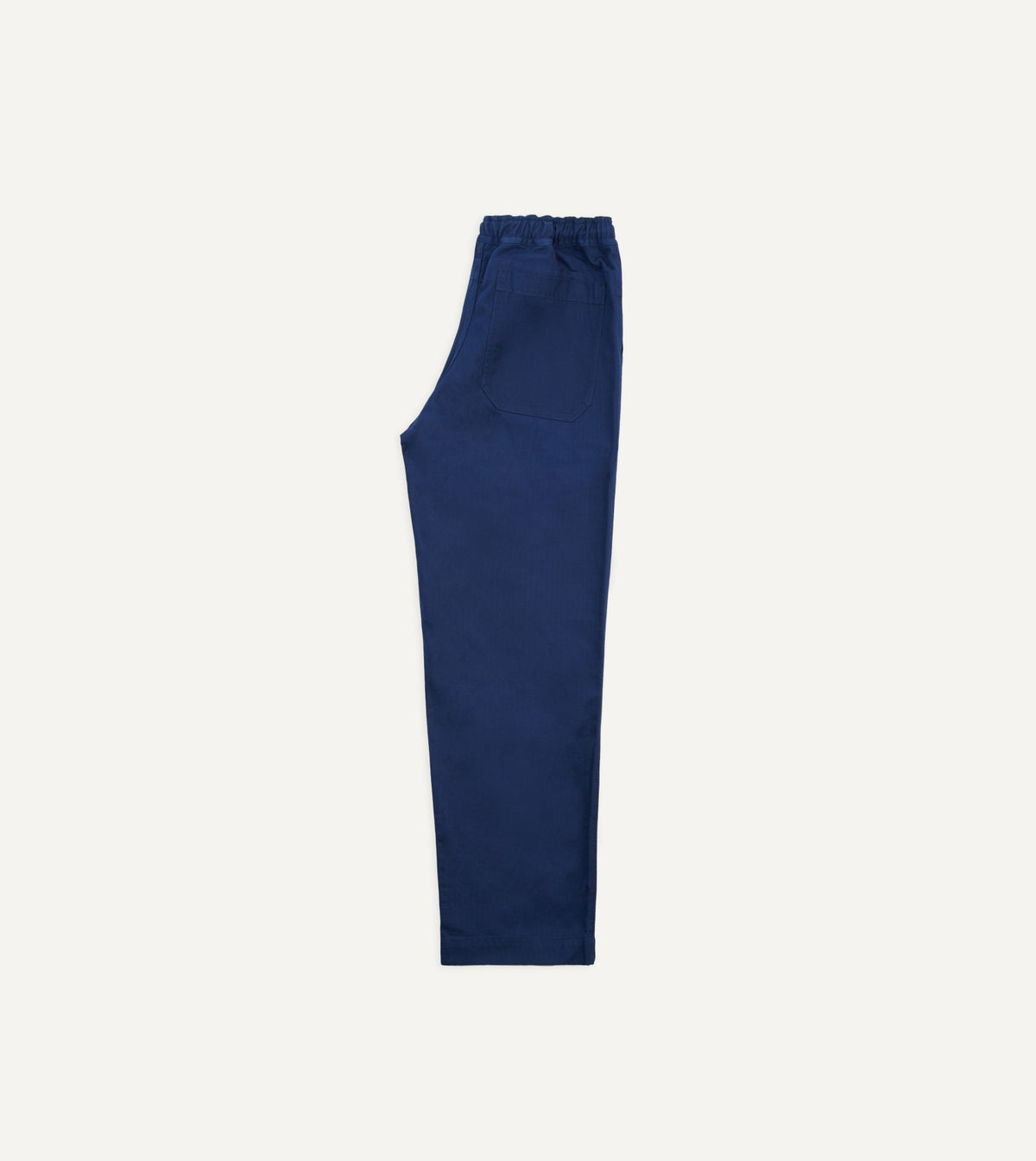 Drake's Navy Herringbone Twill Cotton Drawstring Trousers