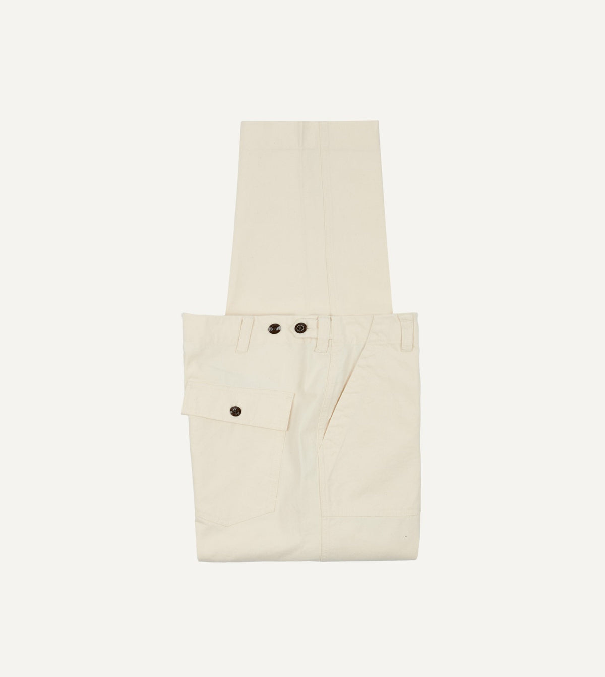 Drake's Ecru Cotton Twill Fatigue Trouser