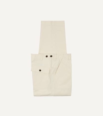 Drake's Ecru Cotton Twill Fatigue Trouser
