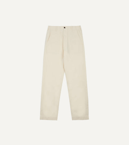 Drake's Ecru Cotton Twill Fatigue Trouser