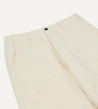 Drake's Ecru Cotton Twill Fatigue Trouser