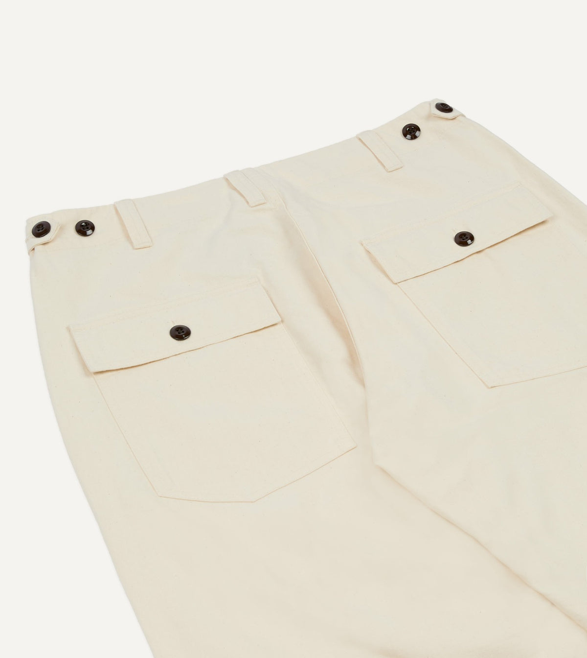 Drake's Ecru Cotton Twill Fatigue Trouser