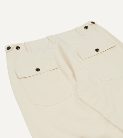 Drake's Ecru Cotton Twill Fatigue Trouser