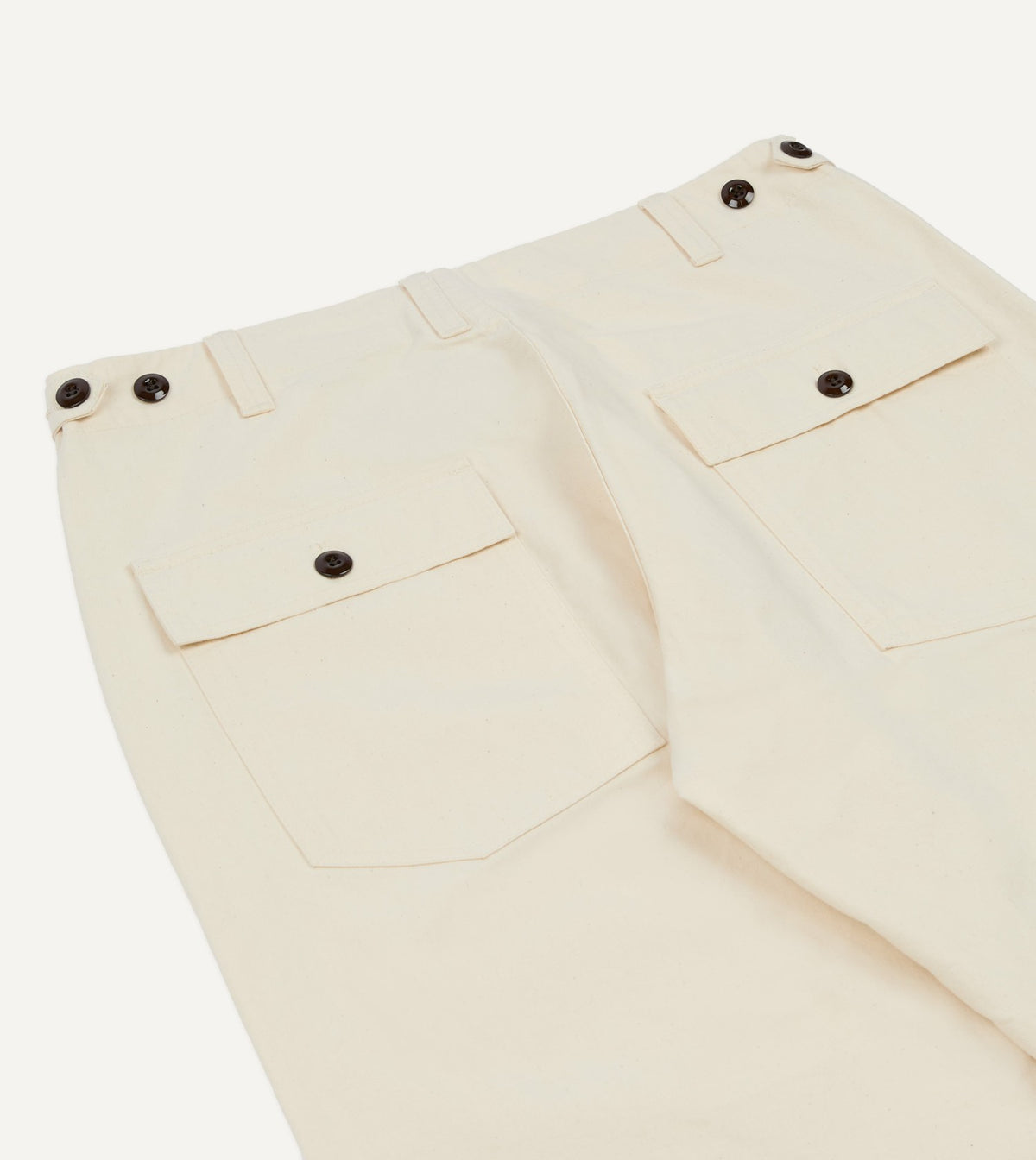 Drake's Ecru Cotton Twill Fatigue Trouser