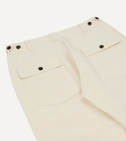 Drake's Ecru Cotton Twill Fatigue Trouser