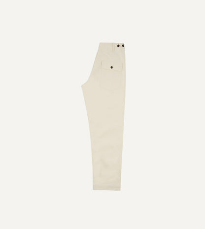 Drake's Ecru Cotton Twill Fatigue Trouser