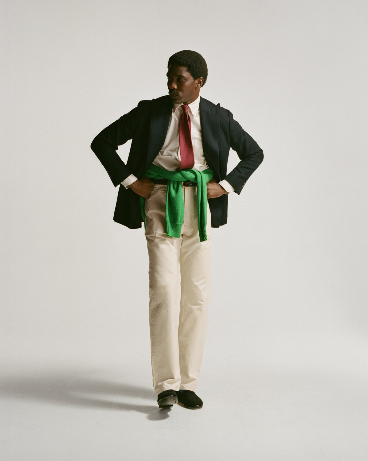 Drake's Ecru Cotton Twill Fatigue Trouser