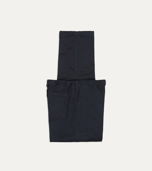 Drake's Navy Cotton Drawstring Trousers