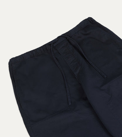 Drake's Navy Cotton Drawstring Trousers
