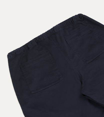 Drake's Navy Cotton Drawstring Trousers