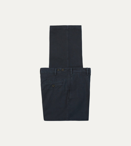 Drake's Dark Navy Heavy Cotton Twill Games Trousers