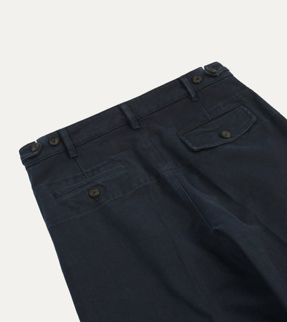 Drake's Dark Navy Heavy Cotton Twill Games Trousers
