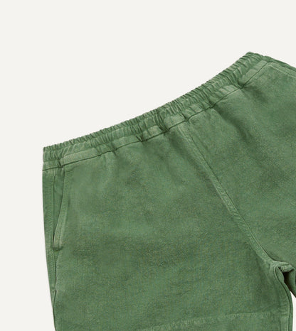 Drake's Green Linen Drawstring Shorts