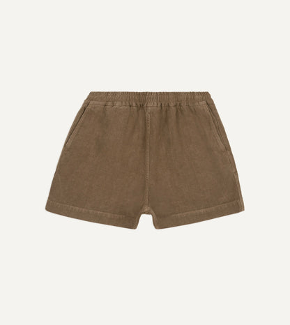 Drake's Brown Linen Drawstring Shorts