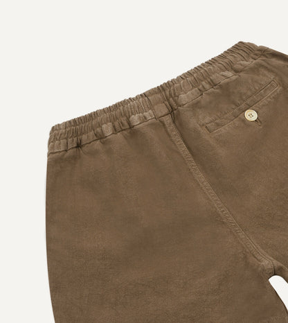 Drake's Brown Linen Drawstring Shorts
