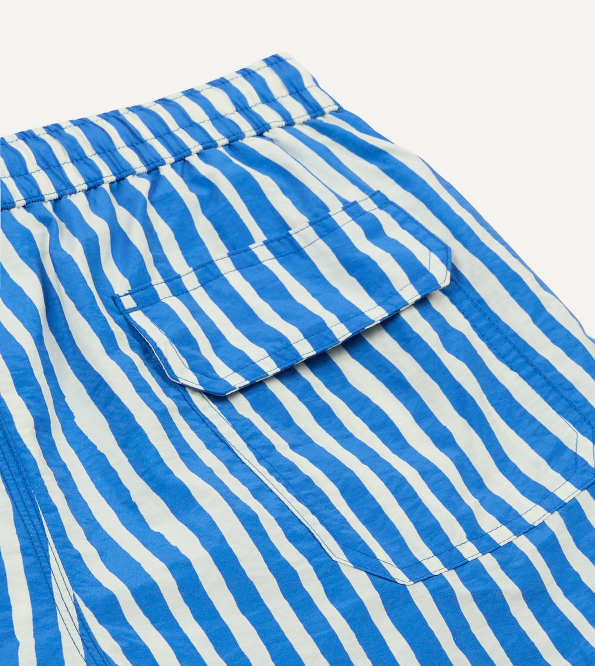 Drake's Blue Stripe Print Nylon Drawstring Swim Shorts