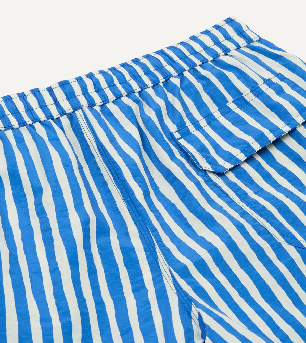 Drake's Blue Stripe Print Nylon Drawstring Swim Shorts