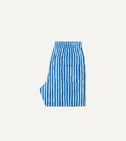 Drake's Blue Stripe Print Nylon Drawstring Swim Shorts