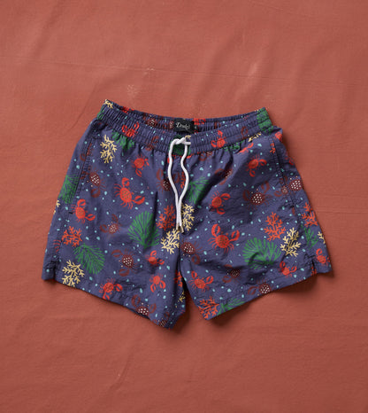Drake's Crab Print Nylon Drawstring Swim Shorts