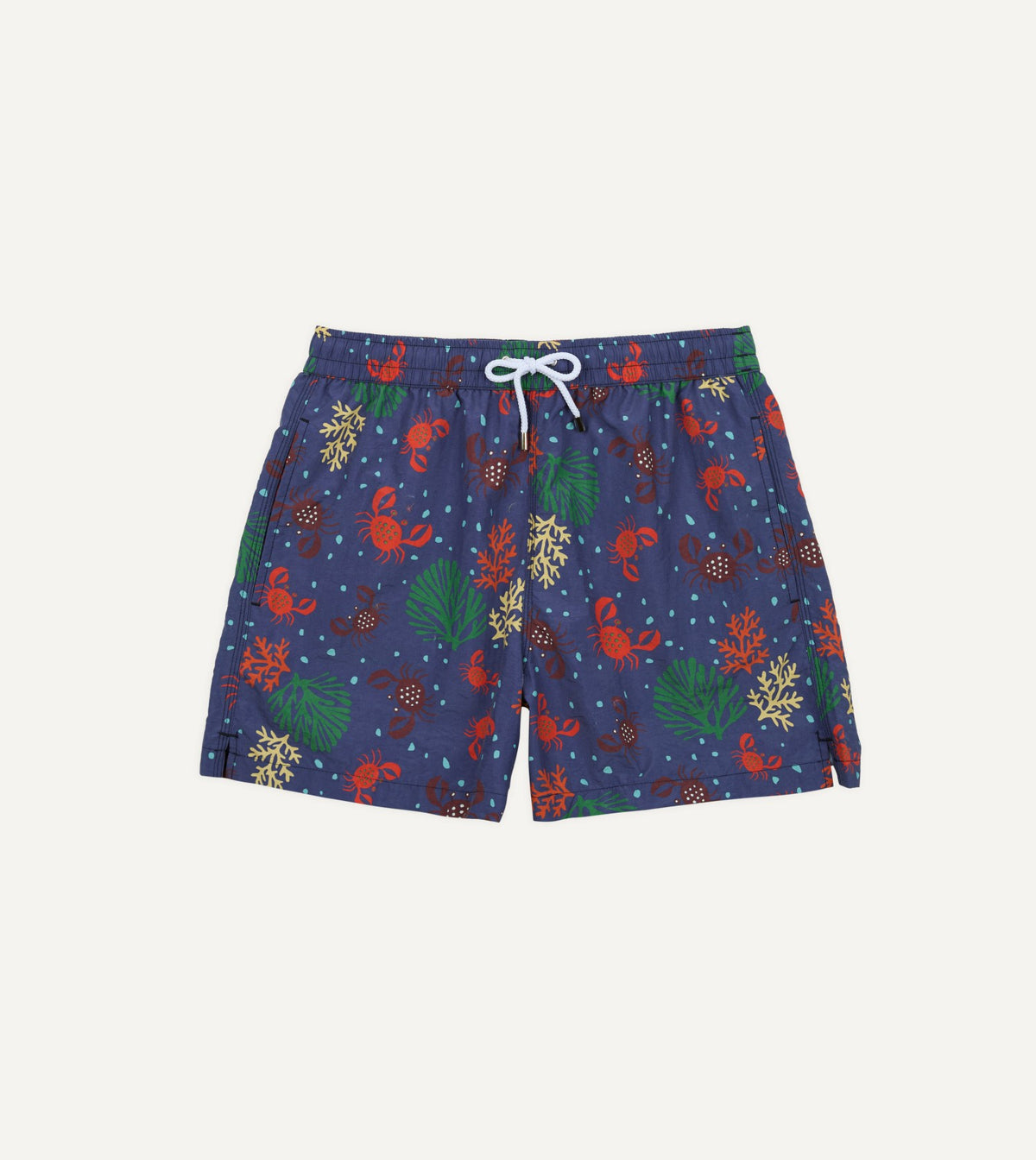 Drake's Crab Print Nylon Drawstring Swim Shorts