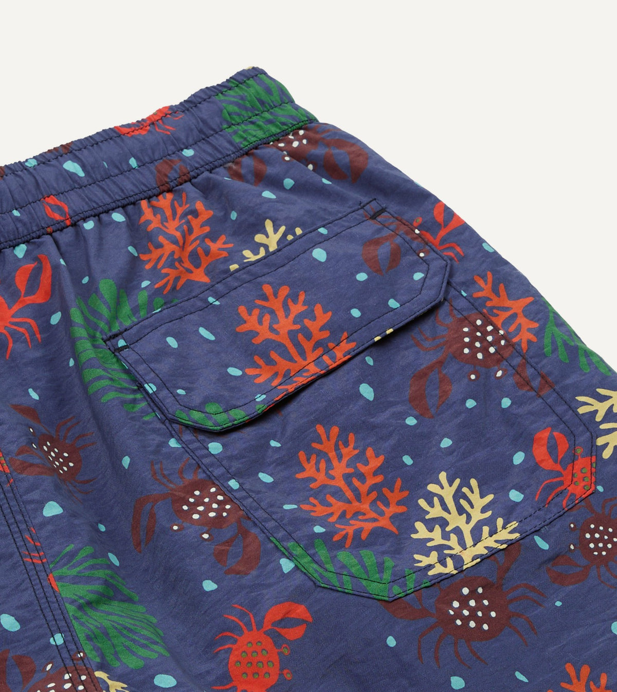 Drake's Crab Print Nylon Drawstring Swim Shorts