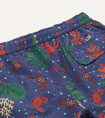 Drake's Crab Print Nylon Drawstring Swim Shorts