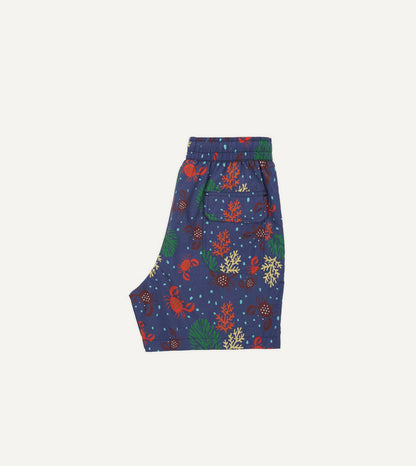 Drake's Crab Print Nylon Drawstring Swim Shorts