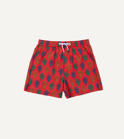 Drake's Tree Print Nylon Drawstring Swim Shorts
