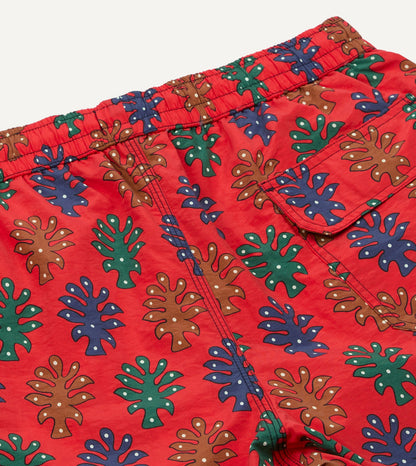 Drake's Tree Print Nylon Drawstring Swim Shorts