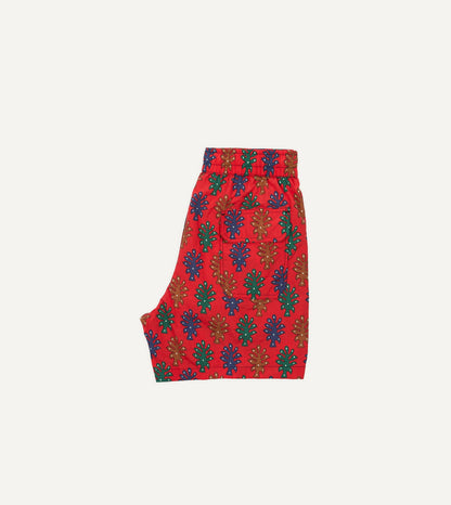 Drake's Tree Print Nylon Drawstring Swim Shorts