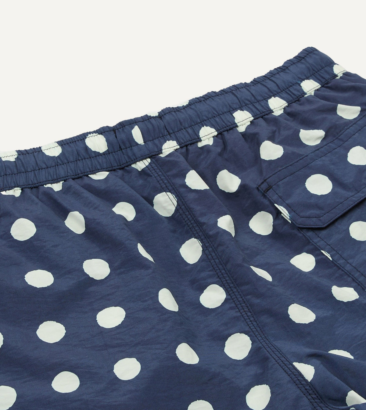 Drake's Navy Polka Dot Print Nylon Drawstring Swim Shorts