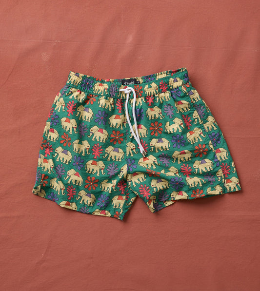 Drake's Elephant Print Nylon Drawstring Swim Shorts