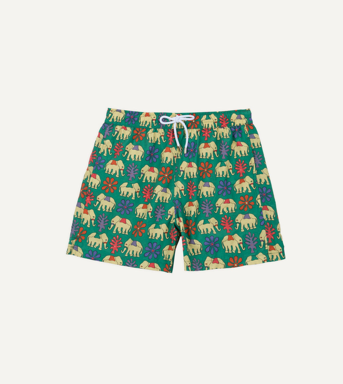 Drake's Elephant Print Nylon Drawstring Swim Shorts