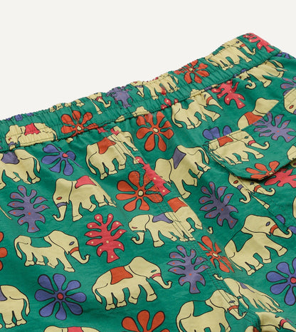 Drake's Elephant Print Nylon Drawstring Swim Shorts