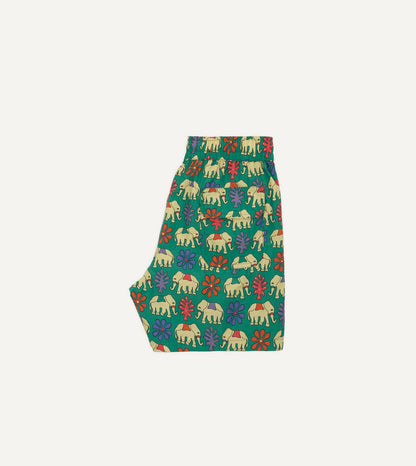 Drake's Elephant Print Nylon Drawstring Swim Shorts